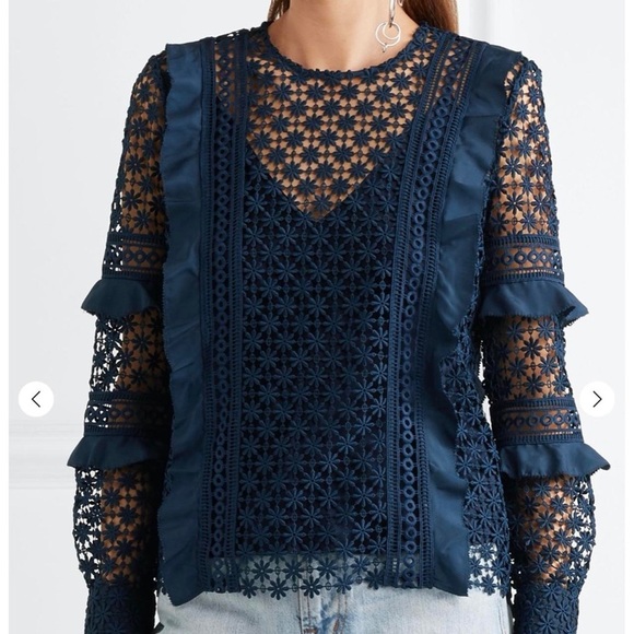 Self-Portrait Long-Sleeve Lace And Ruffle Top size US4 - Picture 9 of 9